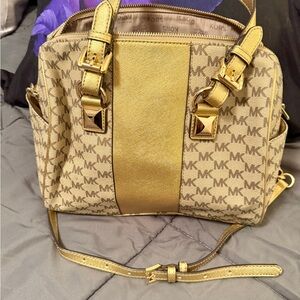 Michael Kors Gold and Brown Satchel